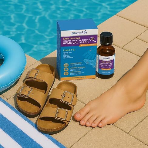 PURESKIN Plantar Wart Corn Remover for Feet: 17% Salicylic Acid Wart Corn Removal Treatment for Corn, Plantar Wart, Common Wart & Flat Wart on Toes, Fingers, feet and Hand - 0.5 Fl Oz (Pack of 1) in Kuwait