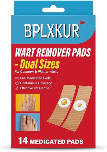 40% Salicylic Acid Wart Remover Pads — Maximum-Strength OTC, Fast-Acting Effectively Removes for Common Warts and Plantar Warts and Periungual Warts, 14 Pads (Dual-Size) and 14 Waterproof PU Films in Kuwait