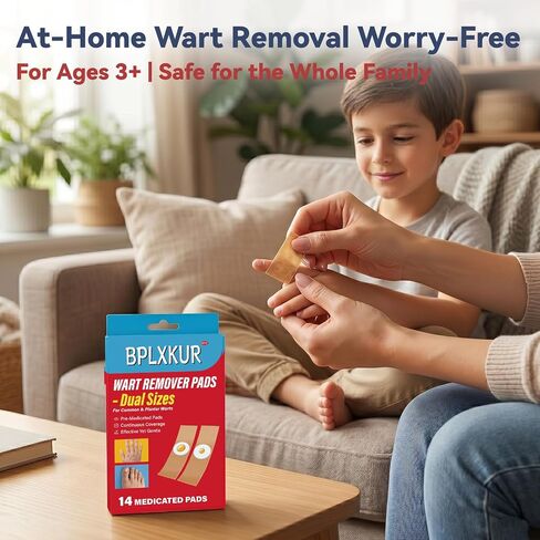 40% Salicylic Acid Wart Remover Pads — Maximum-Strength OTC, Fast-Acting Effectively Removes for Common Warts and Plantar Warts and Periungual Warts, 14 Pads (Dual-Size) and 14 Waterproof PU Films in Kuwait