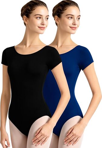 2Pcs Women's Short Sleeve Dance Leotards for Ballet in Saudi Arabia