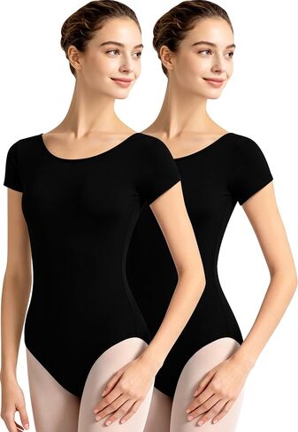 2Pcs Women's Short Sleeve Dance Leotards for Ballet in Saudi Arabia