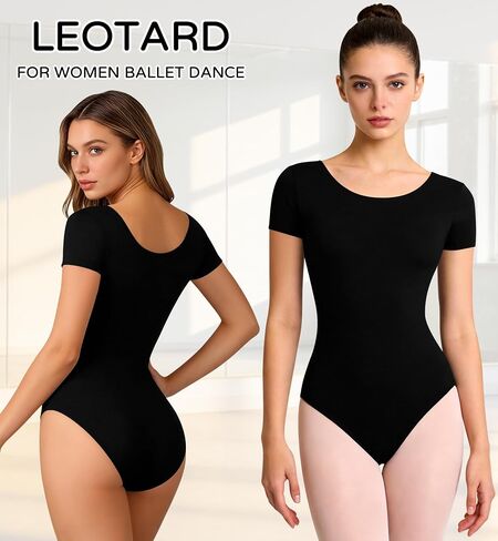 2Pcs Women's Short Sleeve Dance Leotards for Ballet in Saudi Arabia
