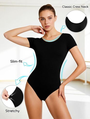 2Pcs Women's Short Sleeve Dance Leotards for Ballet in Saudi Arabia