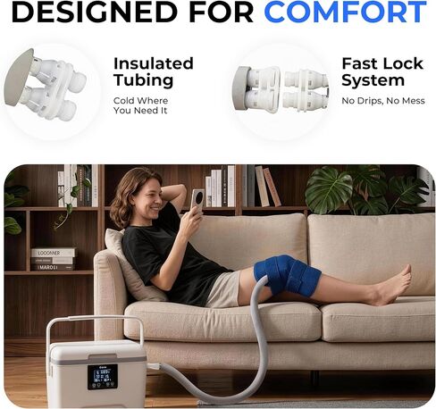 EONIX Cold Therapy Machine with Programmable Timer, Ice Machine for Knee After Surgery, Cryotherapy Pain Relief System w/Compression Pad for Knee and Ankle in Saudi Arabia