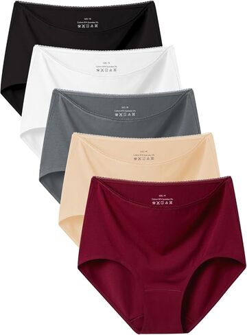 Vevmon Cotton Underwear for Women High Waisted Full Coverage Soft Stretch Briefs Breathable Comfort Ladies Panties 5 Pack in Saudi Arabia