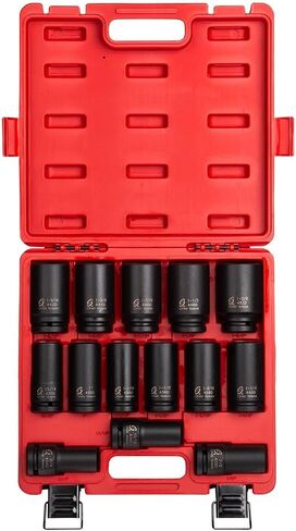 SUNEX TOOLS 4638, 3/4 Inch Drive Deep Impact Socket Set, 14-Piece, SAE, 3/4" - 1-5/8", Cr-Mo Alloy Steel, Radius Corner Design, Dual Size Markings, Heavy Duty Storage Case in Saudi Arabia
