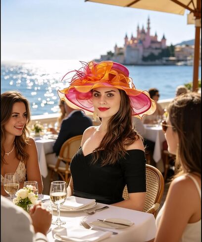 SAFERIN Women's Organza Church Fascinator Bridal Tea Party Wedding Hat in Kuwait