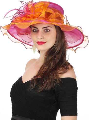 SAFERIN Women's Organza Church Fascinator Bridal Tea Party Wedding Hat in Kuwait