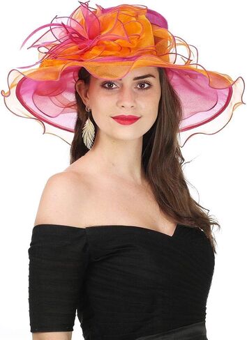 SAFERIN Women's Organza Church Fascinator Bridal Tea Party Wedding Hat in Kuwait
