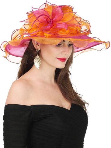 SAFERIN Women's Organza Church Fascinator Bridal Tea Party Wedding Hat in Kuwait