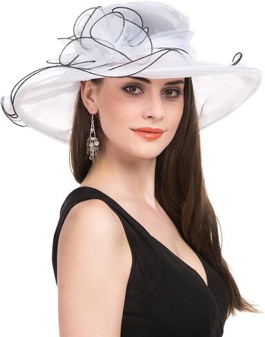 SAFERIN Women's Organza Church Fascinator Bridal Tea Party Wedding Hat in Kuwait