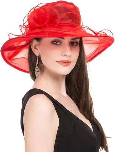 SAFERIN Women's Organza Church Fascinator Bridal Tea Party Wedding Hat in Kuwait