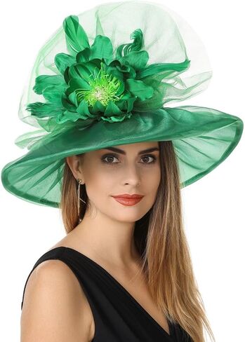 SAFERIN Women's Organza Church Fascinator Bridal Tea Party Wedding Hat in Kuwait