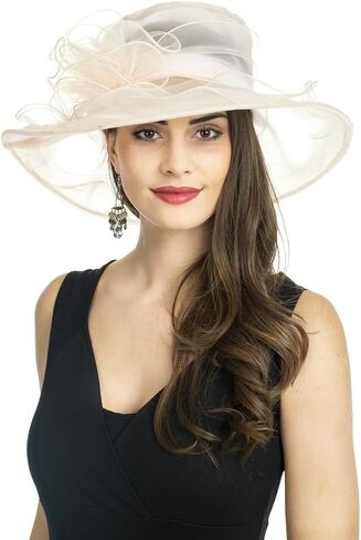 SAFERIN Women's Organza Church Fascinator Bridal Tea Party Wedding Hat in Kuwait
