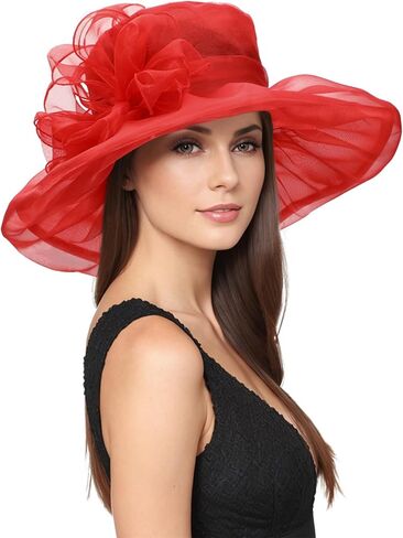 Zando 2026 Kentucky Hats Derby for Women Elegant Tea Party Hats Organza Victorian Church Wedding Fascinator Hat in Kuwait