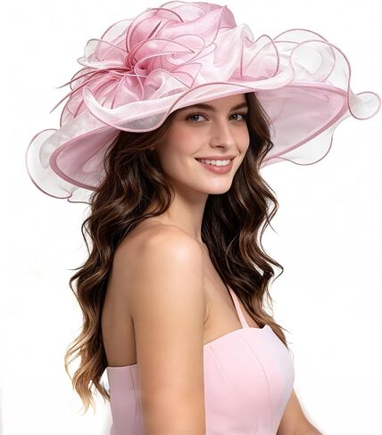 SAFERIN Women's Organza Church Fascinator Bridal Tea Party Wedding Hat in Kuwait