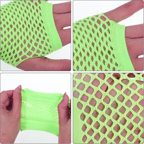 80s Neon Shirts for Women, Fishnet Top with Fishnet Gloves Women Casual Sexy 80s Costumes Suitable for Masquerade Disco Party (Green) in Kuwait