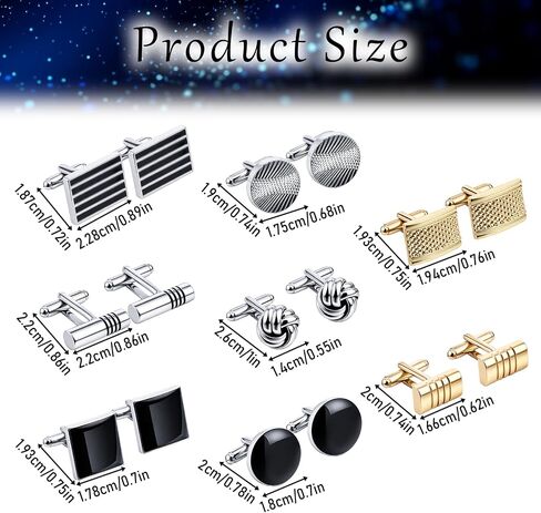 24Pcs Men's Cufflinks and Tie Clips Set, Classic Tone Cuff Links Necktie Bar Clips for Business Shirts Tuxedo Wedding Groom Elegant Gift in Kuwait