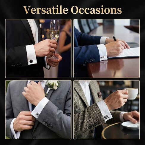 24Pcs Men's Cufflinks and Tie Clips Set, Classic Tone Cuff Links Necktie Bar Clips for Business Shirts Tuxedo Wedding Groom Elegant Gift in Kuwait