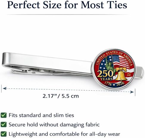 2 Pack U.S. 250th Anniversary Tie Clips for Men, 1776–2026 Patriotic American Flag & Vintage Eagle Designs, Zinc Alloy with Crystal Glass, Formal Business Wedding Tie Bars Gift in Saudi Arabia