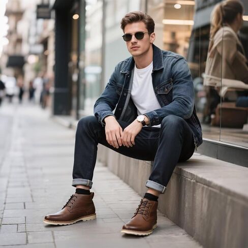 Men Chukka Boots Premium Leather brown Boots in Saudi Arabia