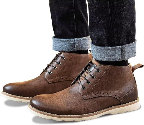 Men Chukka Boots Premium Leather brown Boots in Saudi Arabia
