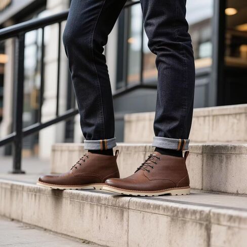 Men Chukka Boots Premium Leather brown Boots in Saudi Arabia