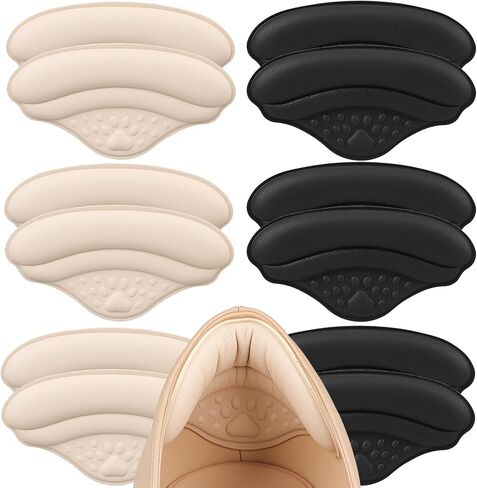 6 Pairs 4D Heel Pads for Shoes Too Big for Women Men, Heel Grips Cushions for Pain Relief, Inserts Prevent Loose Shoes Slip Blisters Scar, Heel Protectors for Friction (6, Multicolor, Fabic) in Kuwait