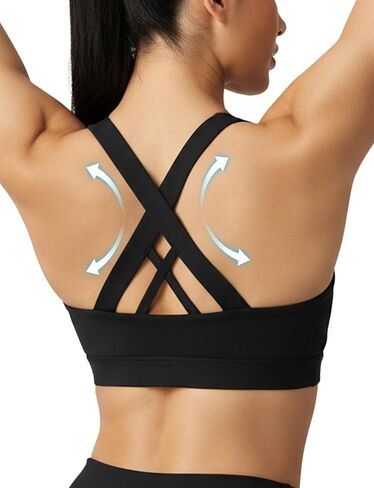 Buauty Sports Bra for Women, Criss Cross Back Medium Support Workout Bras with Removable Cups for Yoga Running Gym in Kuwait