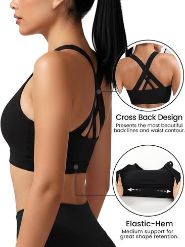 Buauty Sports Bra for Women, Criss Cross Back Medium Support Workout Bras with Removable Cups for Yoga Running Gym in Kuwait