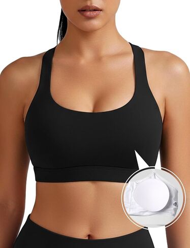 Buauty Sports Bra for Women, Criss Cross Back Medium Support Workout Bras with Removable Cups for Yoga Running Gym in Kuwait