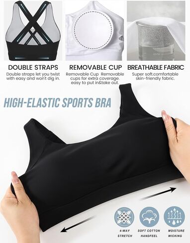Buauty Sports Bra for Women, Criss Cross Back Medium Support Workout Bras with Removable Cups for Yoga Running Gym in Kuwait