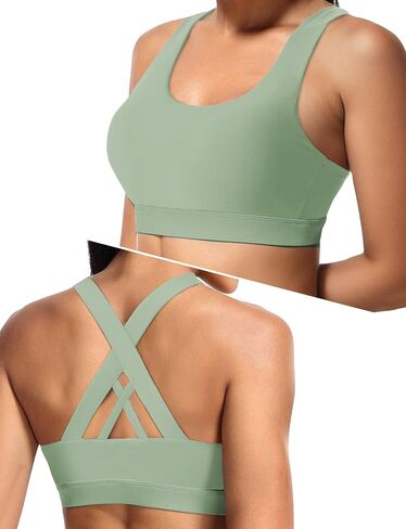 Buauty Sports Bra for Women, Criss Cross Back Medium Support Workout Bras with Removable Cups for Yoga Running Gym in Kuwait