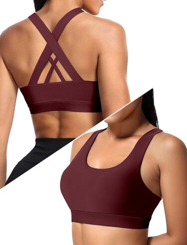 Buauty Sports Bra for Women, Criss Cross Back Medium Support Workout Bras with Removable Cups for Yoga Running Gym in Kuwait
