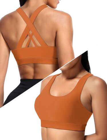 Buauty Sports Bra for Women, Criss Cross Back Medium Support Workout Bras with Removable Cups for Yoga Running Gym in Kuwait