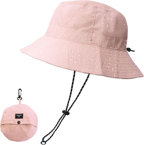 NPJY Packable Quick Dry Sun Bucket Hats for Women Lightweight Outdoor Waterproof Rain Hat with Detachable Chin Strap in Kuwait