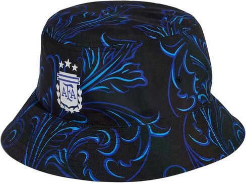 adidas Argentina Bucket Hat – Trefoil Logo Soccer Cap, Lightweight Sun Protection, Black/Lucid Blue/White, 100% Recycled Polyester in Kuwait