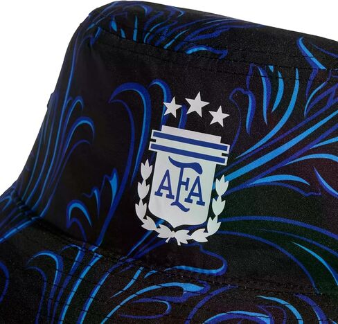 adidas Argentina Bucket Hat – Trefoil Logo Soccer Cap, Lightweight Sun Protection, Black/Lucid Blue/White, 100% Recycled Polyester in Kuwait