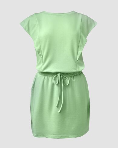 CHICME Women's 2 Piece Outfits Plain Short Sleeve Top and Casual Decor Drawstring Elastic Waist Skort Set in Kuwait