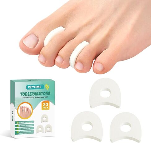 Foam Toe Separators for Women & Men – 30 Pack Breathable Toe Spacers & Corn Pads to Reduce Toe Friction, Relieve Bunions, Blisters & Overlap in Saudi Arabia