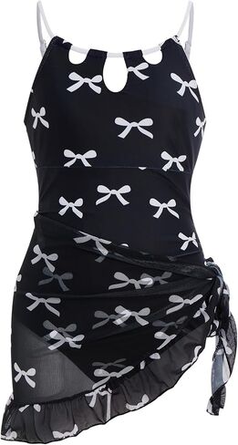 ODASDO Girls One Piece Swimsuit with Cover Up Skirt, Bathing Suit for Teens, Kids Two Pieces Swimsuit for Swimming Beach Pool in Kuwait