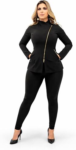 Women’s Tunic Top – Professional Spa & Esthetician Jacket, Long Sleeve with Gold Zipper in Saudi Arabia