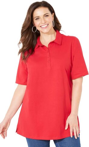 Catherines Women's Plus Size Short Sleeve Polo in Kuwait