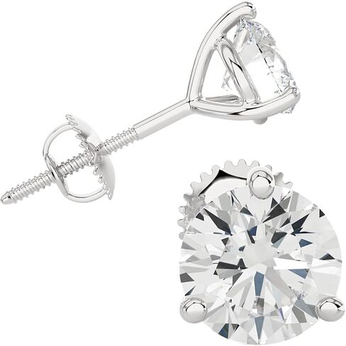 PRIVOSA — Lab Grown Diamond Stud Earrings for Women - 14K White Gold 3 Prong Martini Set - Screw Back Post - D-E VVS1 VVS2 Round Studs in Saudi Arabia