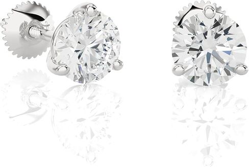 PRIVOSA — Lab Grown Diamond Stud Earrings for Women - 14K White Gold 3 Prong Martini Set - Screw Back Post - D-E VVS1 VVS2 Round Studs in Saudi Arabia