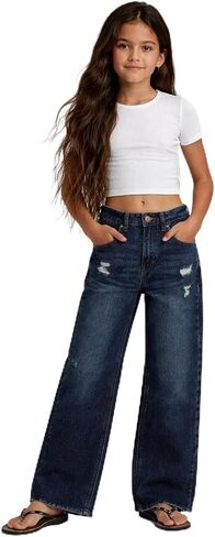 Volcom Girls Wide Leg Jeans - Soft Cotton Relaxed Fit Cute Girls Jeans Super Baggy Denim Pants for Teens with Pockets in Kuwait