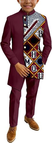 African Suits Boys 2 Piece Set Jacket & Pants Long Sleeve Dashiki Outfit Nigerian Attire Clothing in Saudi Arabia