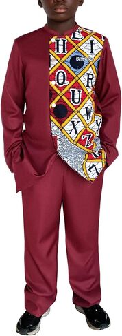 African Suits Boys 2 Piece Set Jacket & Pants Long Sleeve Dashiki Outfit Nigerian Attire Clothing in Saudi Arabia