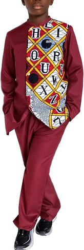 African Suits Boys 2 Piece Set Jacket & Pants Long Sleeve Dashiki Outfit Nigerian Attire Clothing in Saudi Arabia