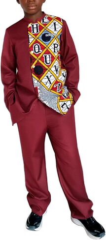 African Suits Boys 2 Piece Set Jacket & Pants Long Sleeve Dashiki Outfit Nigerian Attire Clothing in Saudi Arabia